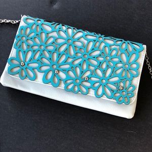 New Flower Clutch NWT Blue